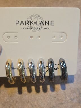 New Park Lane Set of Three Mixed Metal Hoop Earrings